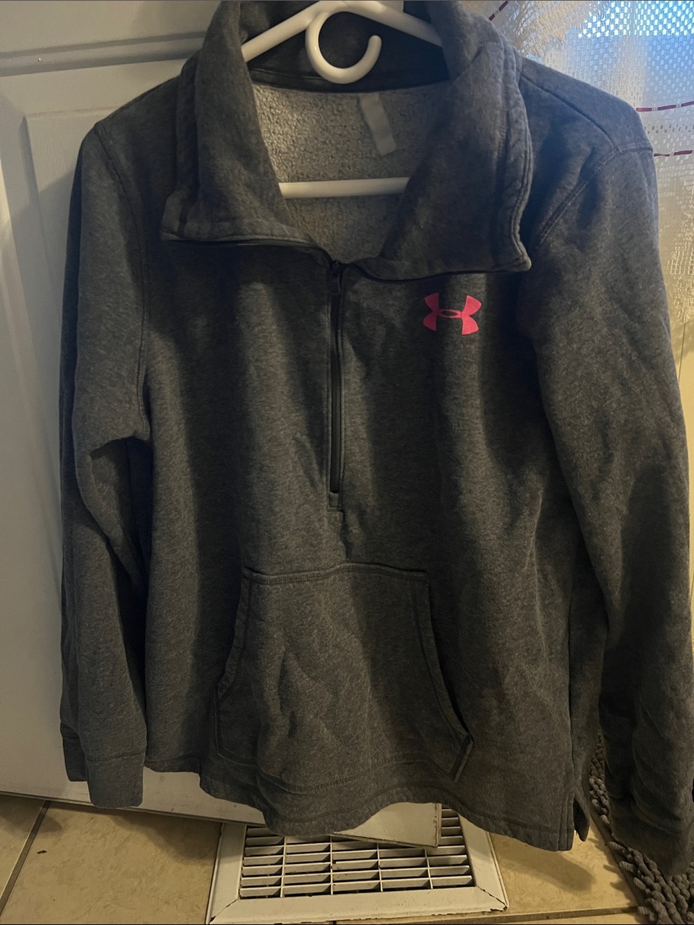 Under Armour Dark Gray Half-Zip Pullover with Pink Logo